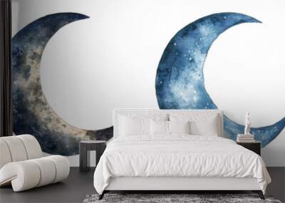 Watercolor crescent moon PNG set Wall mural