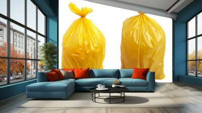 Yellow garbage bag isolated on a transparent background Wall mural