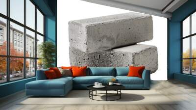 Gray cement solid brick isolated on a white background
 Wall mural