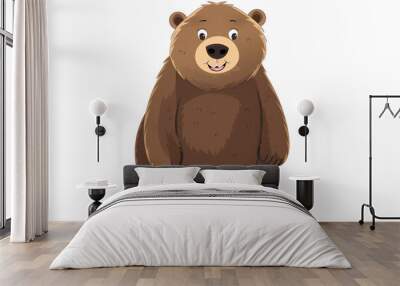 Cartoon_bear_standing_vector_style_cheerful_transparent background Wall mural