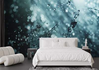 Strong rainfall splashing on a window, macro angle, 4K, superrealistic, detailed texture Wall mural