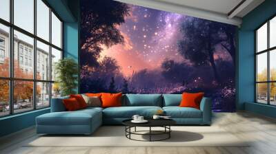 Starlight in the forest Wall mural