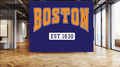 boston editable text effect varsity college placement graphic design typography vector. Wall mural