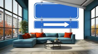 blank blue traffic sign with white arrow Wall mural