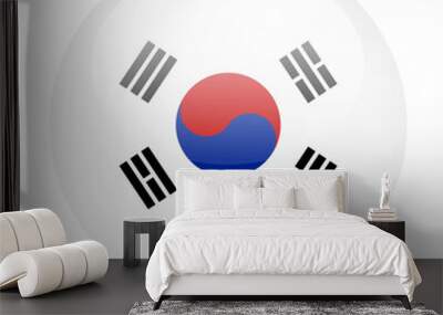 SOUTH KOREA flag button on white background Wall mural