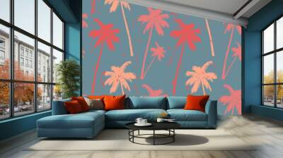 The palm tree silhouette vintage seamless pattern Wall mural