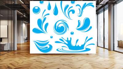 Water. Splash and spray. Set. Vector image. Wall mural