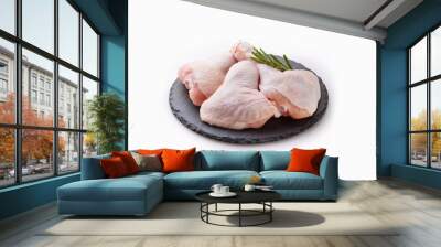 Fresh raw chicken legs isolated on white background  Wall mural