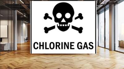 Chlorine gas hazard sign and labels breathing gas will result in severe burns or death Wall mural