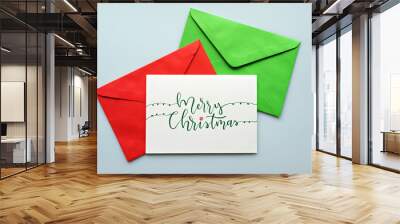 Hand drawn Christmas greeting card with envelope. Wall mural