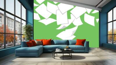 concept of stack white paperless go green, save the planet, earth, trees, leaf logo, documents turned into digital big data, business device, tablet, screen display, future technology, flat vector. Wall mural