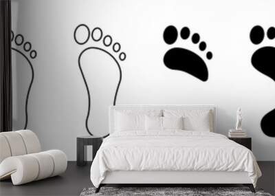 Foot print icon set. Human footstep vector sign. Wall mural