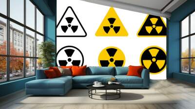 Radiation area icon set. Hazard warning vector sign Wall mural