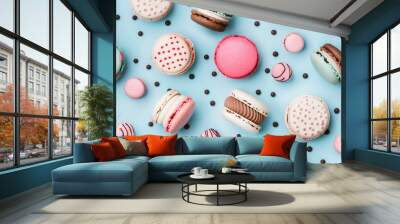 seamless background with macaron Wall mural