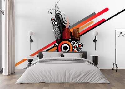 City with stripes. Vector art Wall mural