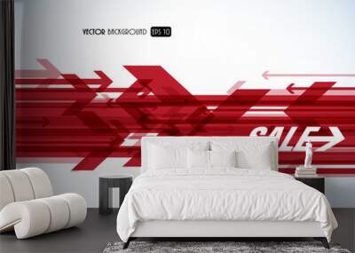 Red sale arrows. Wall mural