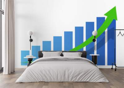 vector bar graph growth and up arrow Wall mural