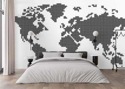 World map pixel art Wall mural