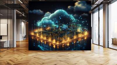 Abstraction dynamic cloud security with digital shield for protecting striking cloud network Wall mural