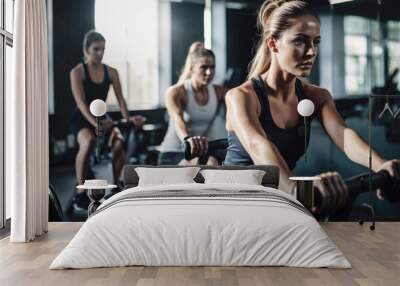 Beautiful and fit girl doing her daily training and fitness routine Wall mural