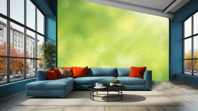 Glittering lights on a green background Wall mural