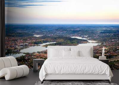 Silkeborg city in Denmark seen from above Wall mural