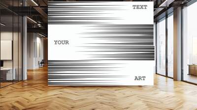 Comic book Speed Lines. Black and white vector elements. Three horizontal parts facing each other.
 Left and right in staggered. Trendy Pop-art design
 Wall mural