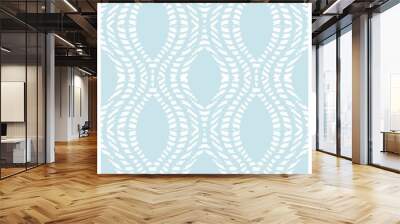 Seamless pattern with wavy grunge lines. Blue ogee striped background. Wall mural