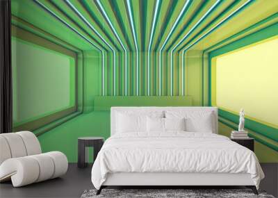 Abstract modern architecture background, empty open space interior. 3D Wall mural