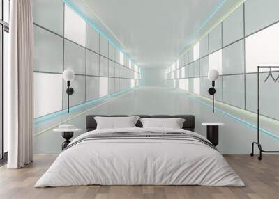 Abstract modern architecture background, empty open space interior. 3D Wall mural