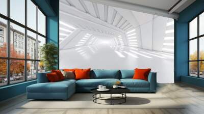 abstract modern architecture background, empty white open space interior. 3d rendering Wall mural