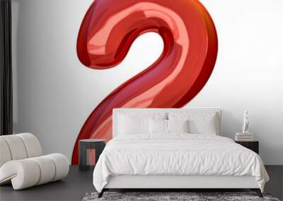 Red digits made of inflatable balloons isolated on white background. 3D rendering Wall mural