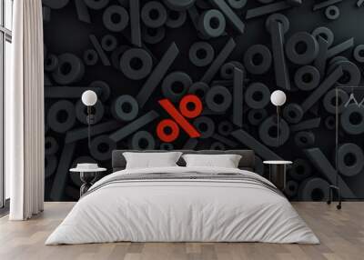 Seasonal sales background with percent discount pattern. 3D Wall mural