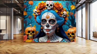 Day of the Dead. Dia de los Muertos themed banner background with empty space to enter your text Wall mural