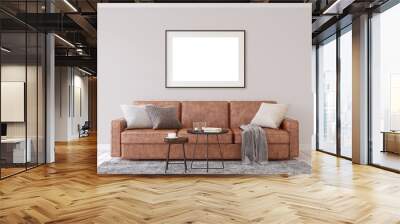 Interior and frame mockup. 3d rendering. Wall mural