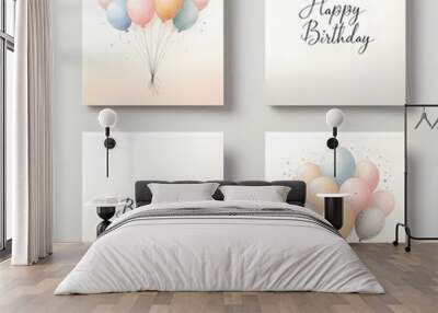 birthday card with balloons, happy birthday Wall mural