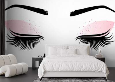 Makeup master logo. Vector illustration of lashes and brow. Wall mural