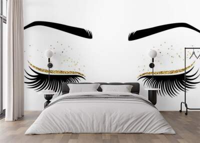 Vector illustration of eyes with long eyes lashes Wall mural