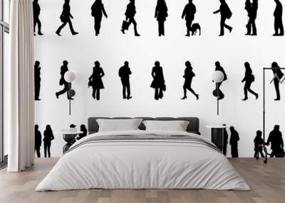 vector silhuettes of people Wall mural