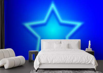 neon blue star Wall mural