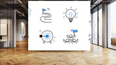 business progress, challenge doodle icon set. hand drawn sketch business opportunity, career progres Wall mural