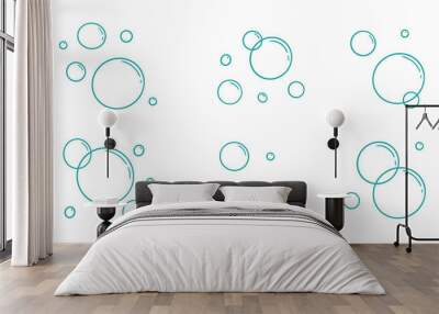 Water bubble doodle. Hand drawn line sketch style bubble sparkle. Water drop isolated vector illustration. Wall mural