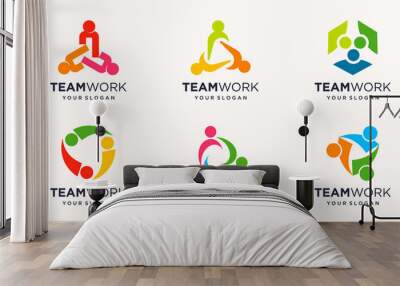 people Unity Together Teamwork Logo Icon Vector Wall mural