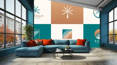 set of abstract palm logo design Wall mural