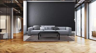 Contemporary living room with sofa and window.3D illustration Wall mural