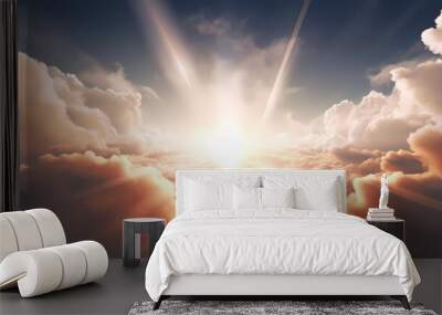 Religious celestial sky with aura of soul Wall mural