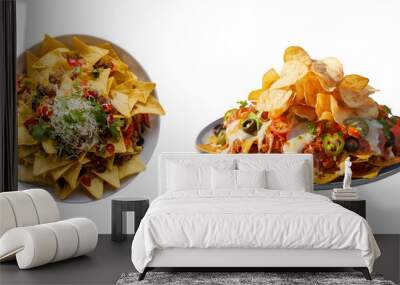 Chips plat isolated on white, nachos, corn on a transparent background. Wall mural