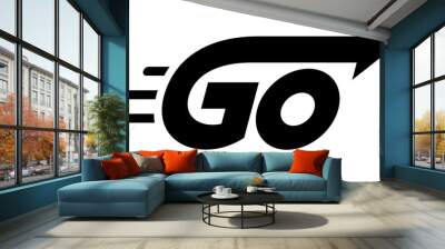 Word Go with arrow. Vector lettering on white background Wall mural