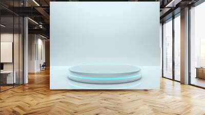 Futuristic pedestal for display, Platform for design, Blank podium for product. 3d rendering - Illustration Wall mural