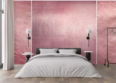 Set rose gold metal texture. Luxure elegant soft foil background. Wall mural